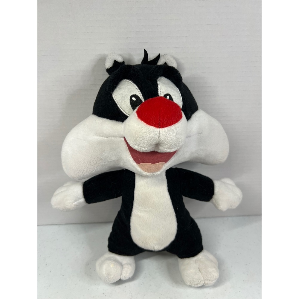 Six Flags Baby Looney Tunes Sylvester the Cat Plush Black White Red 11 inch